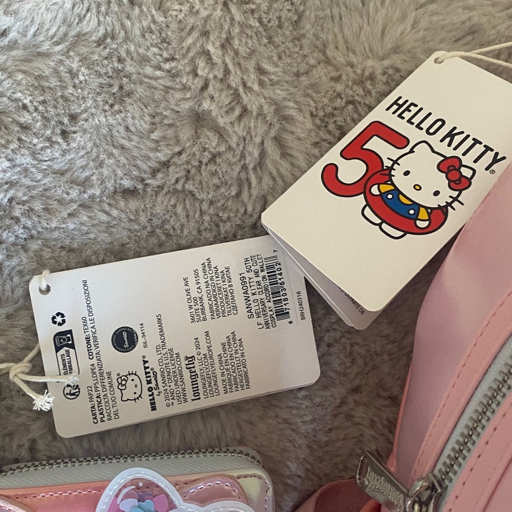 NWT Set Loungefly Sanrio Hello Kitty 50th Anniversary Mini Backpack & Wallet - Picture 4 of 12